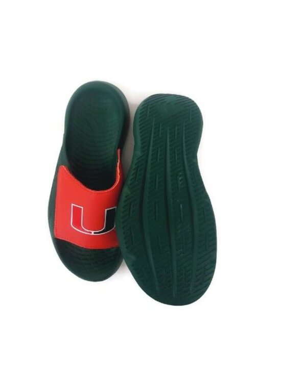 Miami Hurricanes adidas Lightblaze Slide Mens Size 7 Womens Size 8 Sandals Green